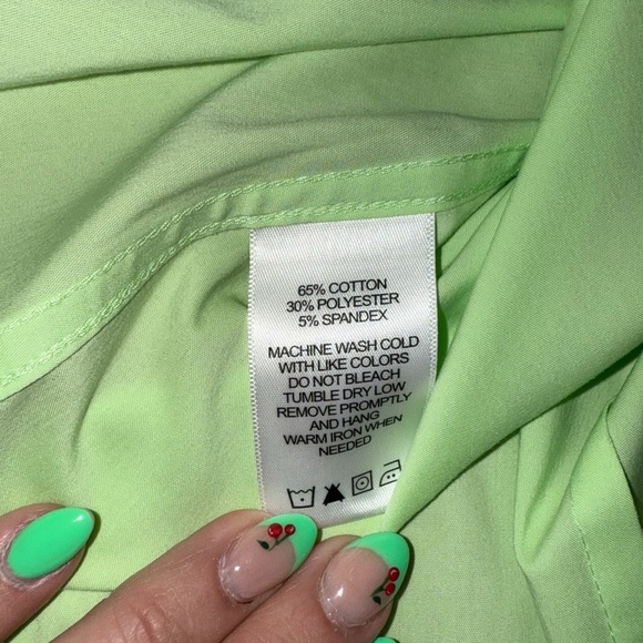 FOXCROFT Taylor Non-Iron Sleeveless Collar Button Down Shirt - Green 14W - Picture 3 of 9